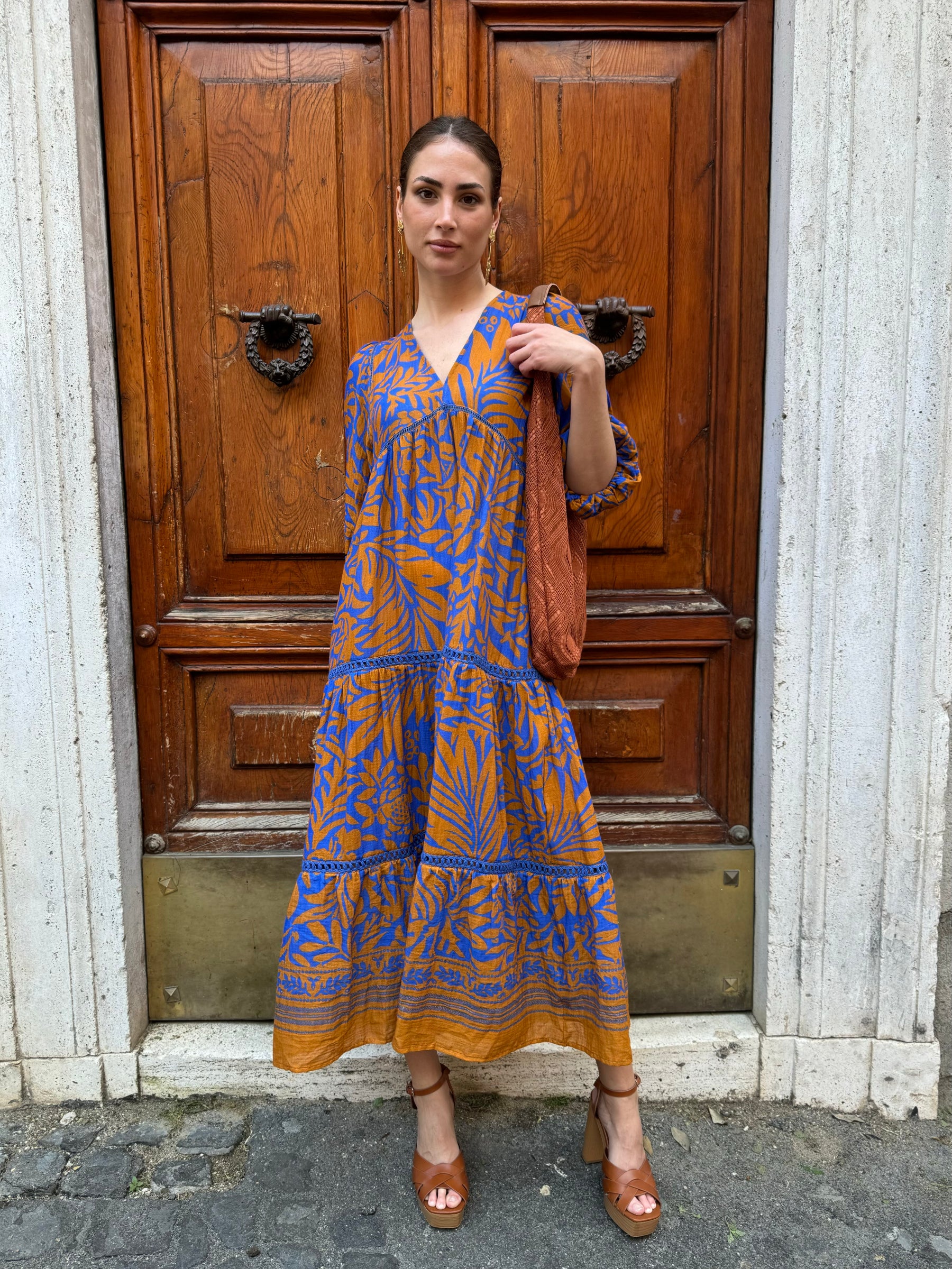 Abito midi Risky in cotone stampato di Louizon