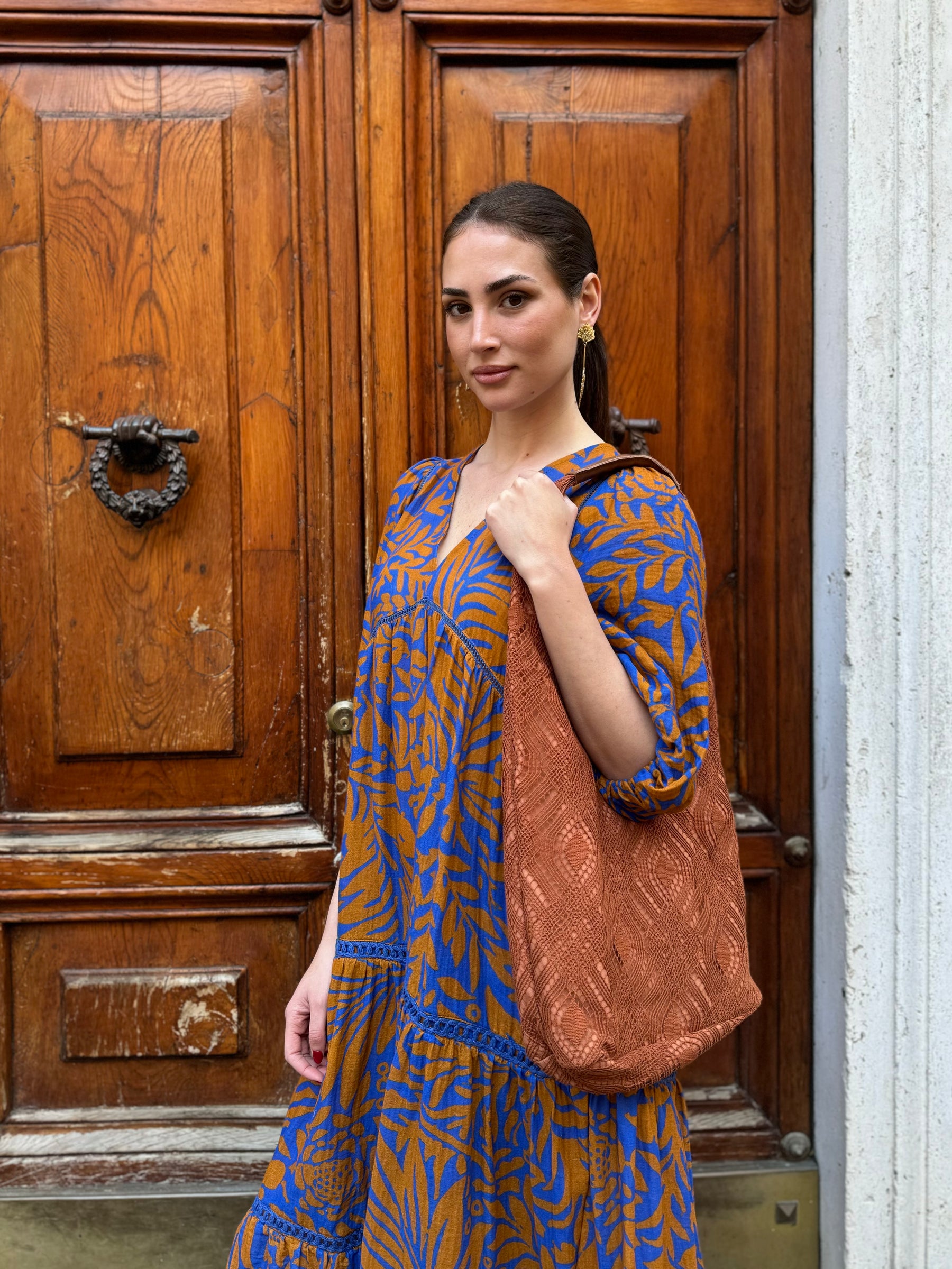 Abito midi Risky in cotone stampato di Louizon