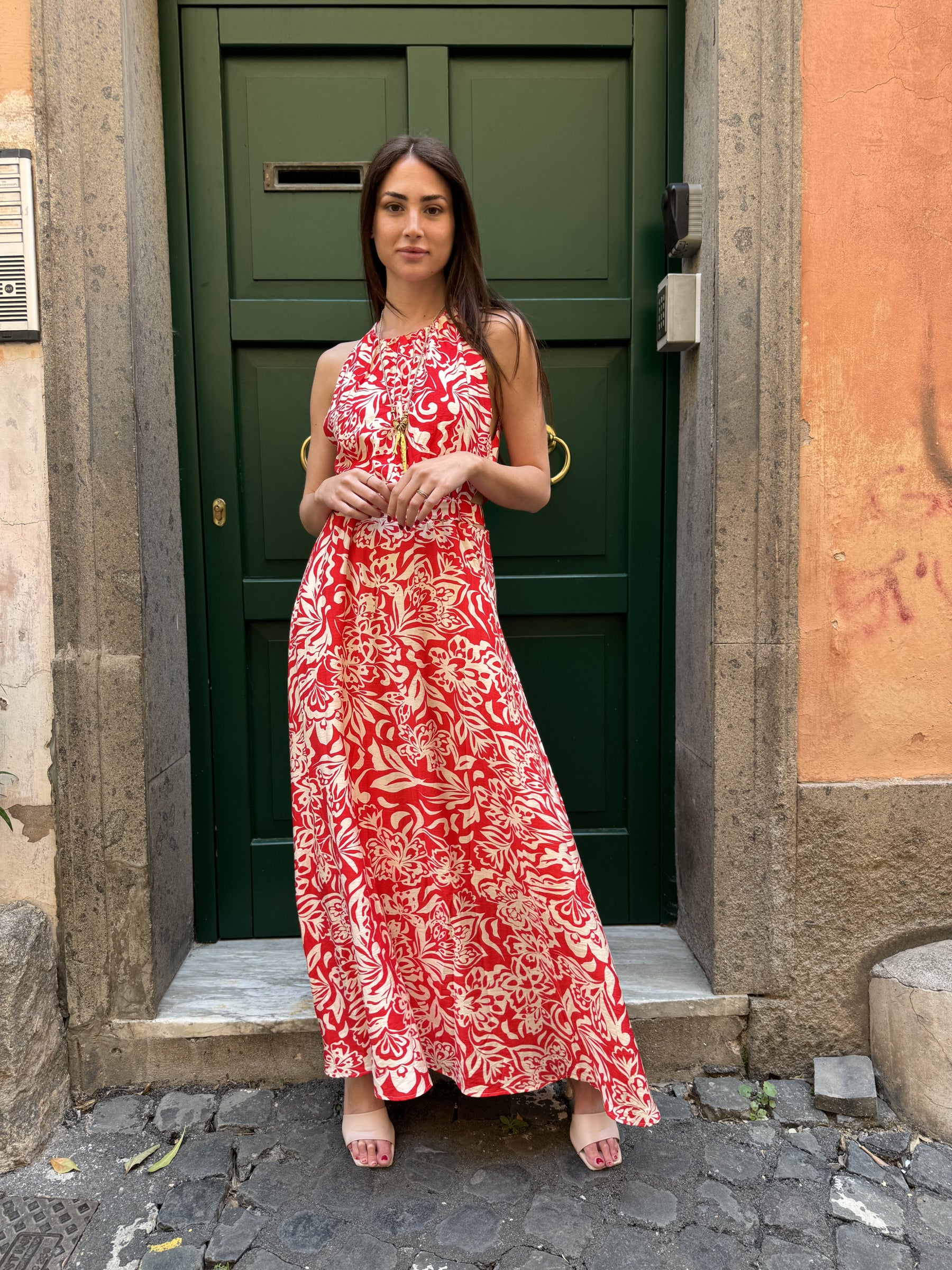 Abito lungo Esteral in viscosa stampata di Artlove