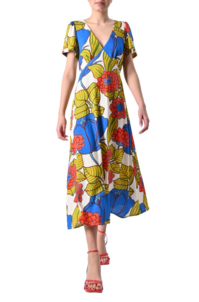 Abito lungo Bonnie Print fantasia di Traffic People