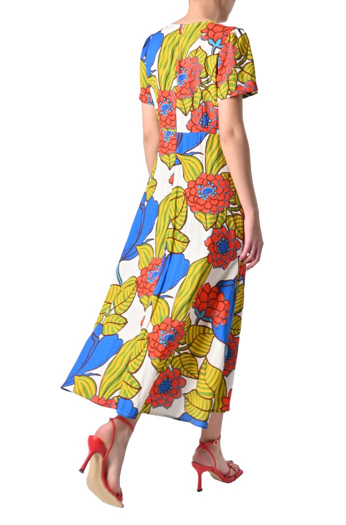 Abito lungo Bonnie Print fantasia di Traffic People