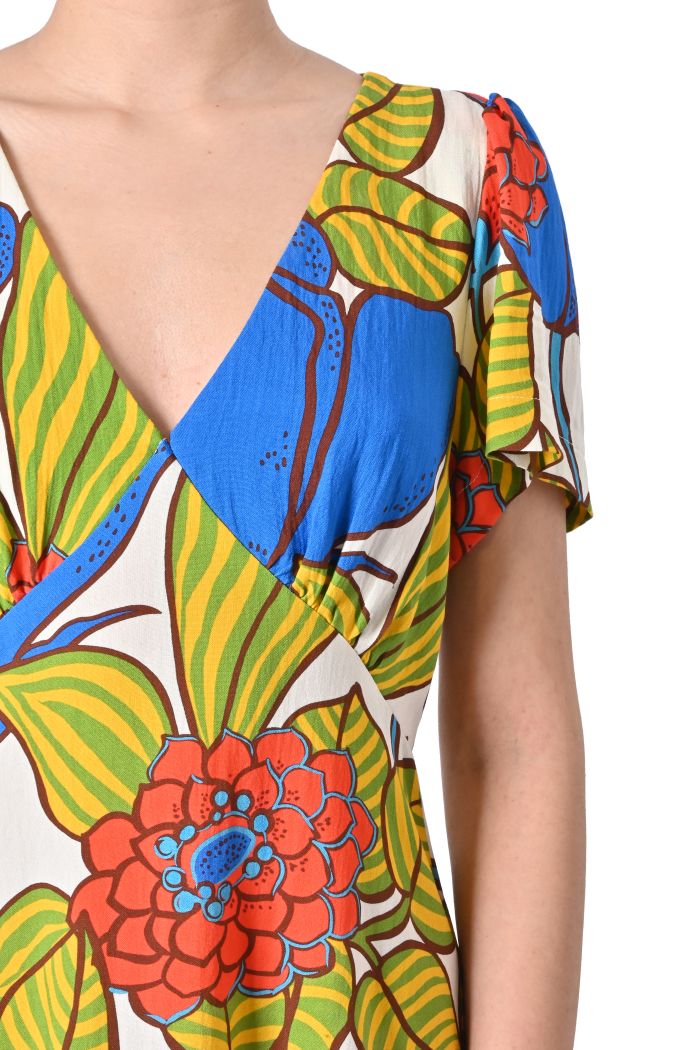 Abito lungo Bonnie Print fantasia di Traffic People