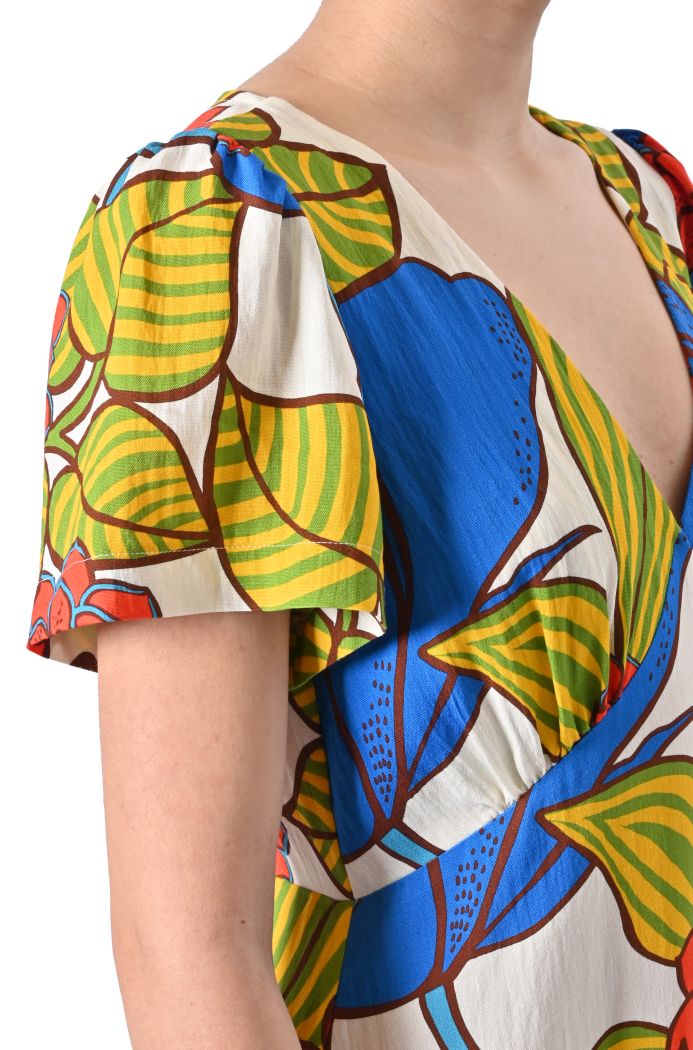 Abito lungo Bonnie Print fantasia di Traffic People