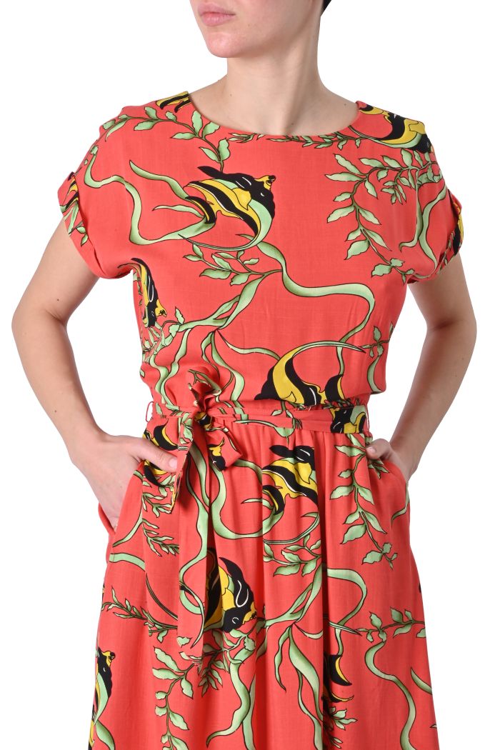 Abito midi Loose viscosa stampata di King Louie