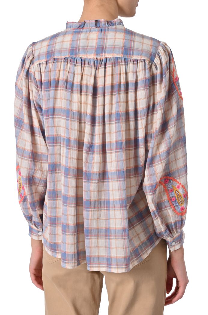 Blusa Shavone over a quadri ricamata di Orfeo