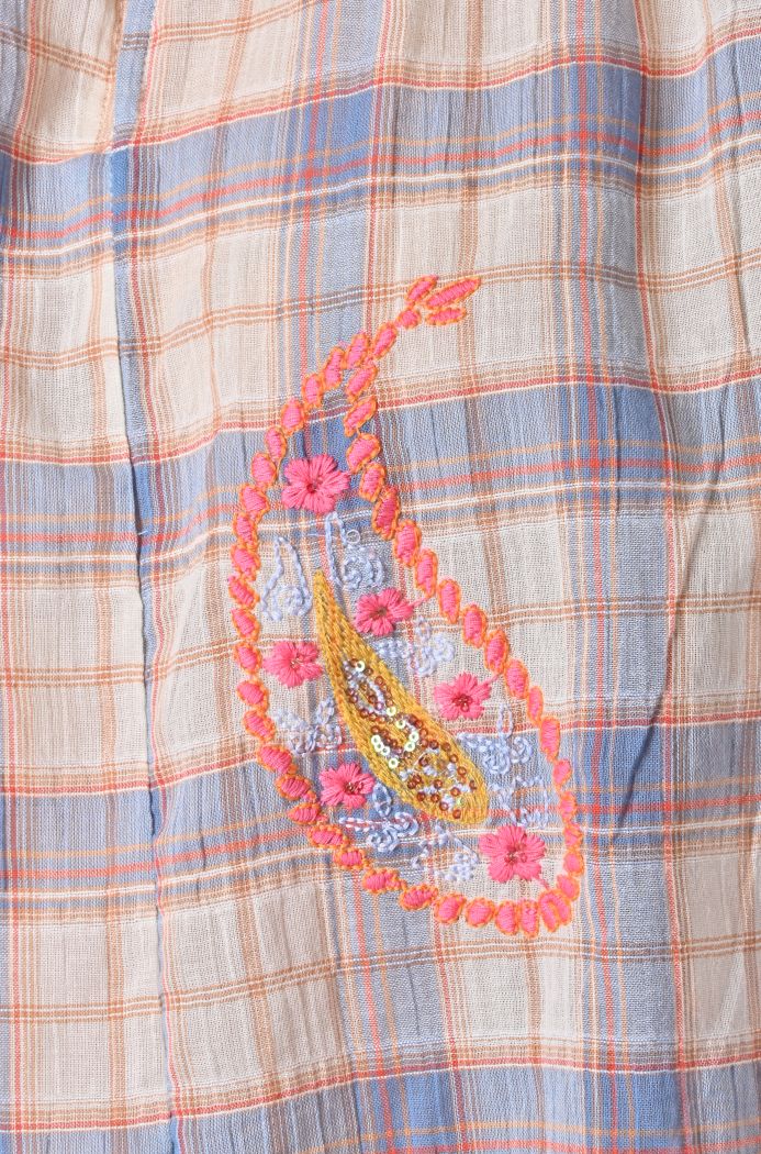Blusa Shavone over a quadri ricamata di Orfeo