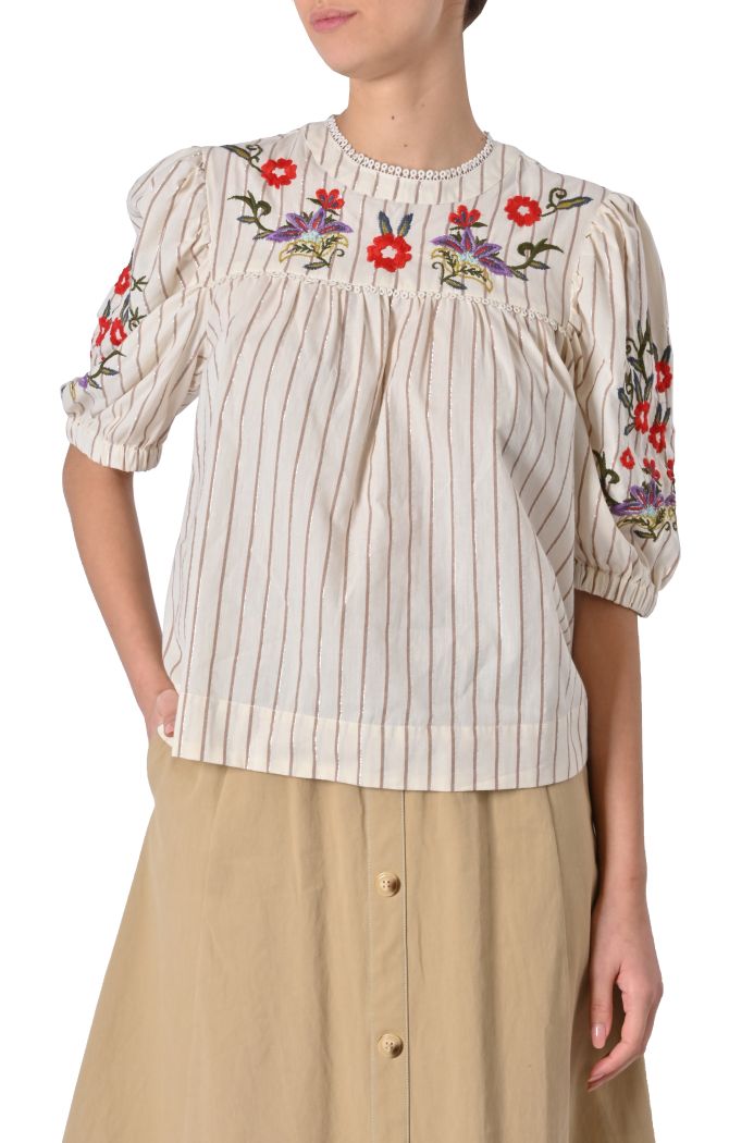 Blusa Zalosa a righe ricamata di An'ge