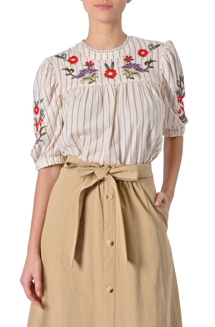 Blusa Zalosa a righe ricamata di An'ge