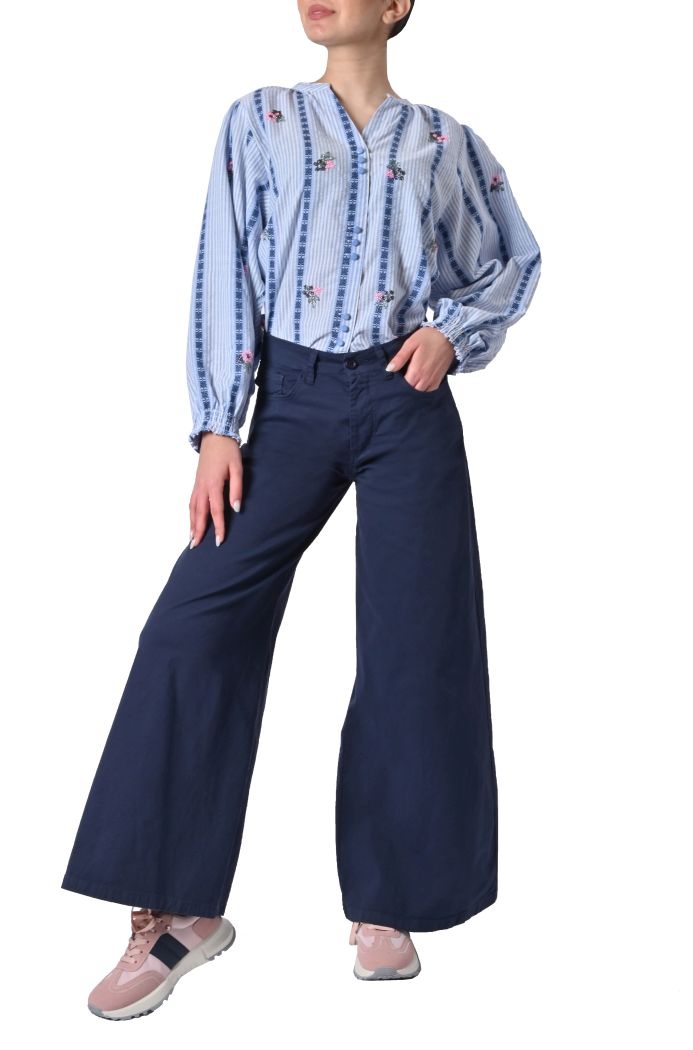 Camicia College a righe ricamata di Orfeo