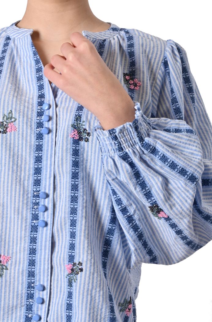 Camicia College a righe ricamata di Orfeo