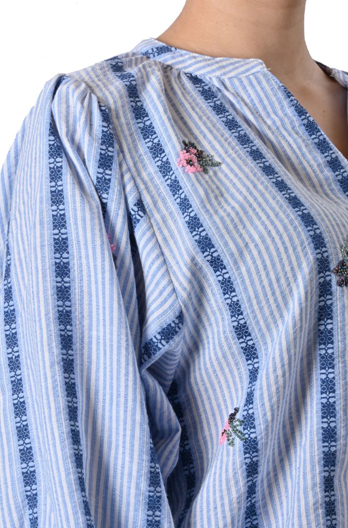 Camicia College a righe ricamata di Orfeo