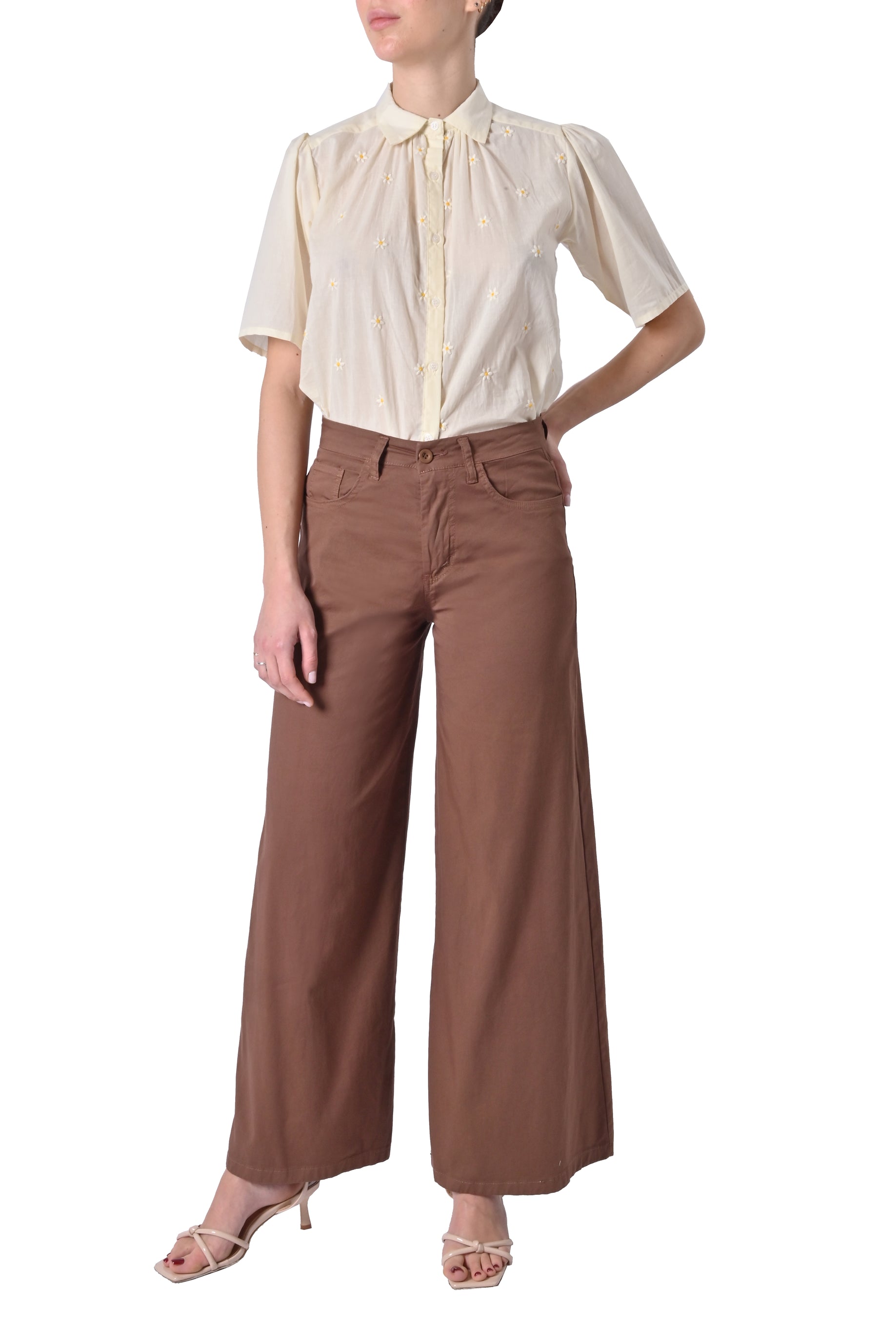 Pantalone Palazzo in cotone elasticizzato di Sheare