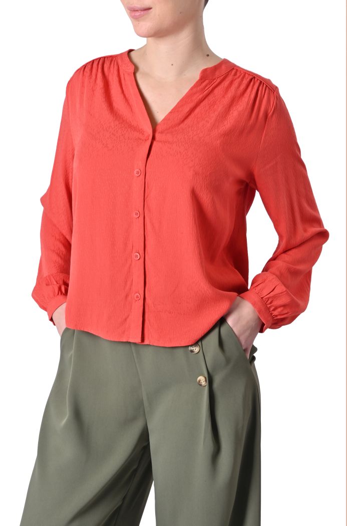 Camicia Perrone jacquard maniche a sbuffo di Grace & Mila