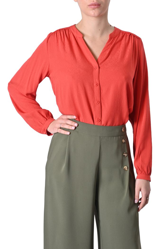 Camicia Perrone jacquard maniche a sbuffo di Grace & Mila
