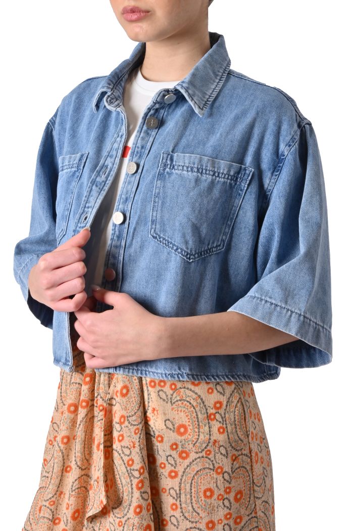 Camicia Pomona corta in denim di Grace & Mila