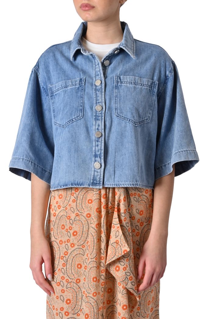Camicia Pomona corta in denim di Grace & Mila