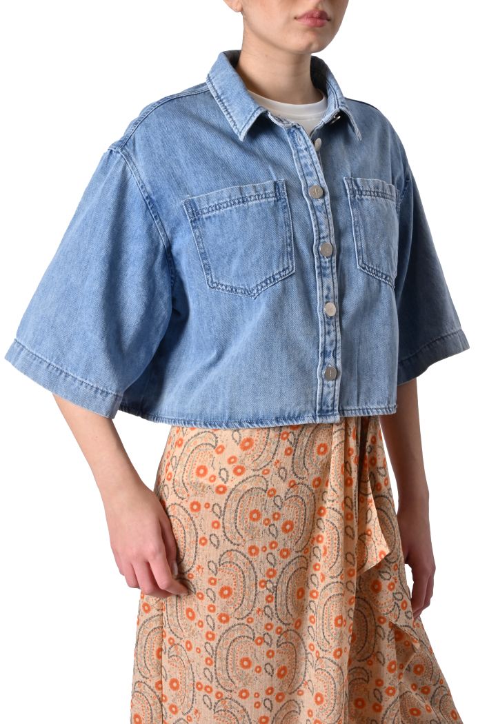 Camicia Pomona corta in denim di Grace & Mila