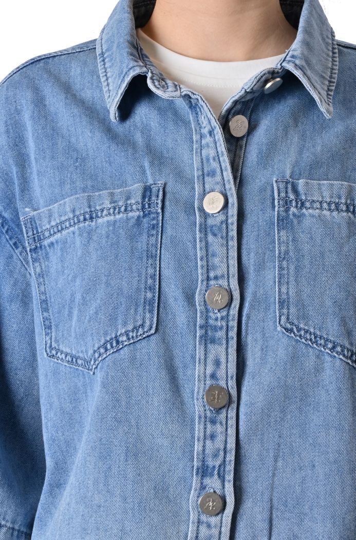 Camicia Pomona corta in denim di Grace & Mila
