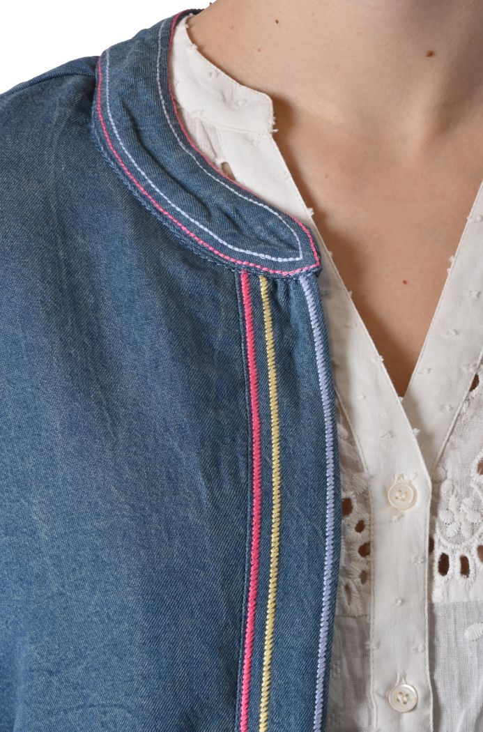Giacchina Sienna denim ricamata di Orfeo