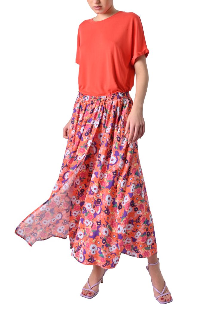 Gonna midi Polymie in rayon stampato di Adorè