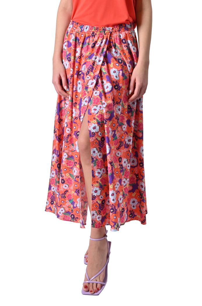 Gonna midi Polymie in rayon stampato di Adorè