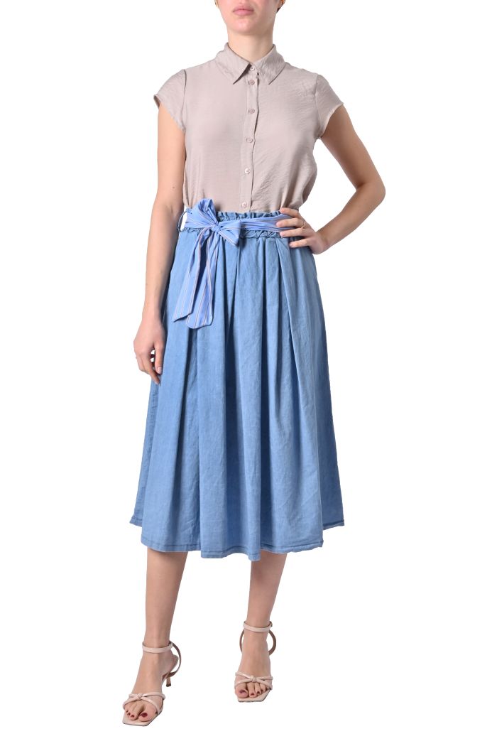 Gonna midi Ruota in denim di Sheare