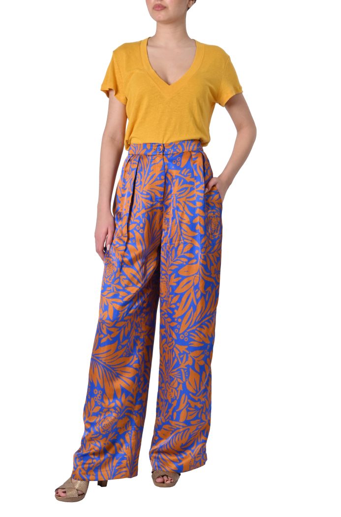 Pantalone Cleya misto lino stampato di Louizon