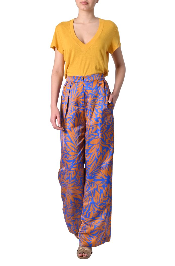 Pantalone Cleya misto lino stampato di Louizon