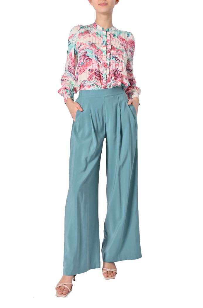 Pantalone Cupro palazzo con pinces di Shaere