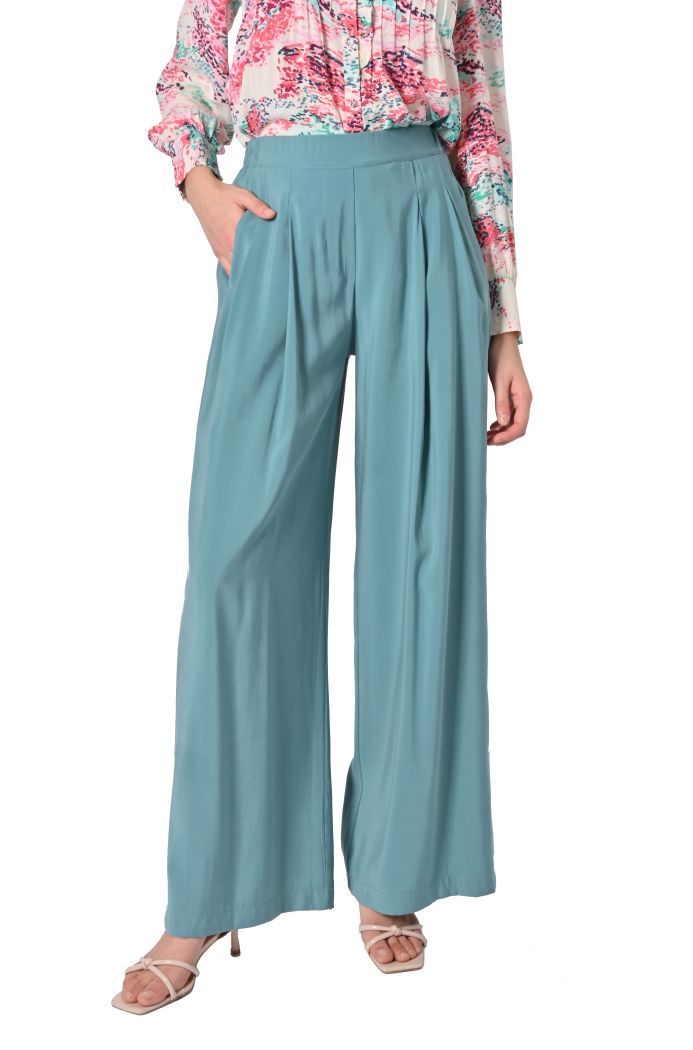 Pantalone Cupro palazzo con pinces di Shaere