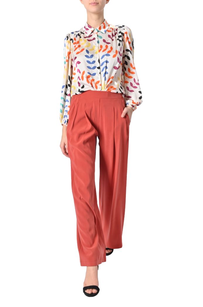 Pantalone Cupro palazzo con pinces di Shaere