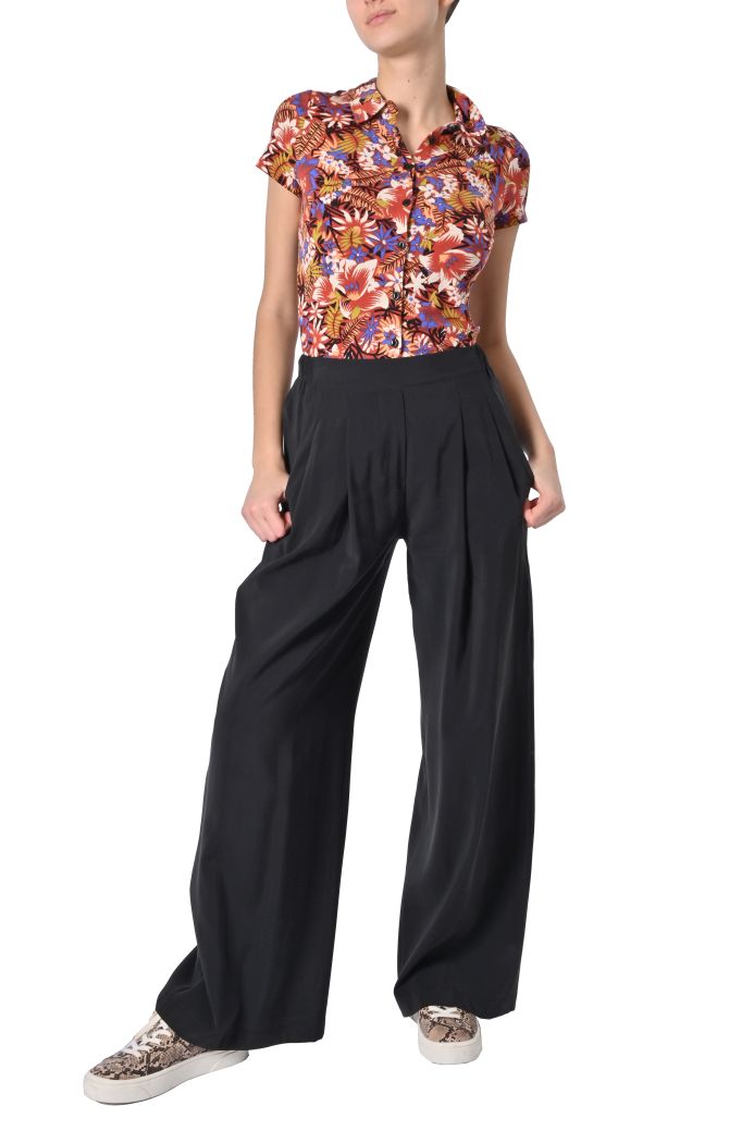 Pantalone Cupro palazzo con pinces di Shaere