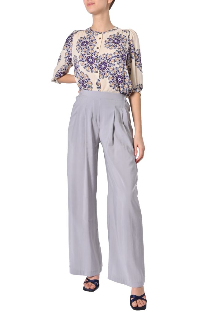 Pantalone Cupro palazzo con pinces di Shaere