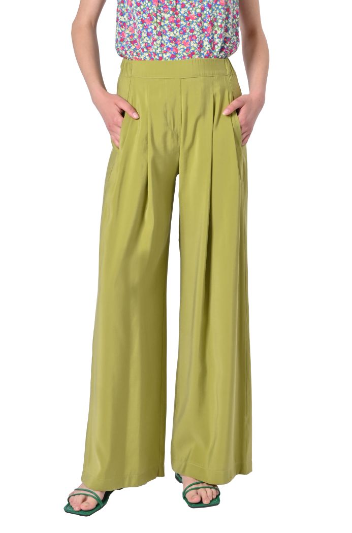 Pantalone Cupro palazzo con pinces di Shaere