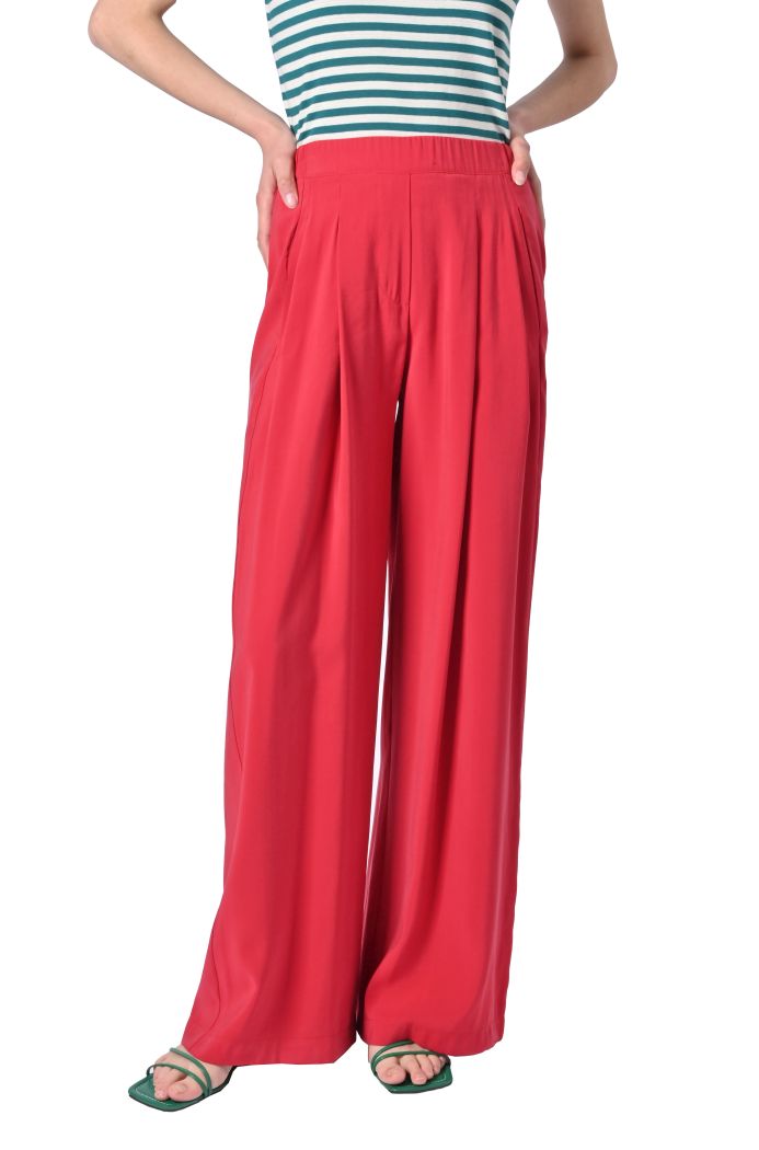 Pantalone Cupro palazzo con pinces di Shaere