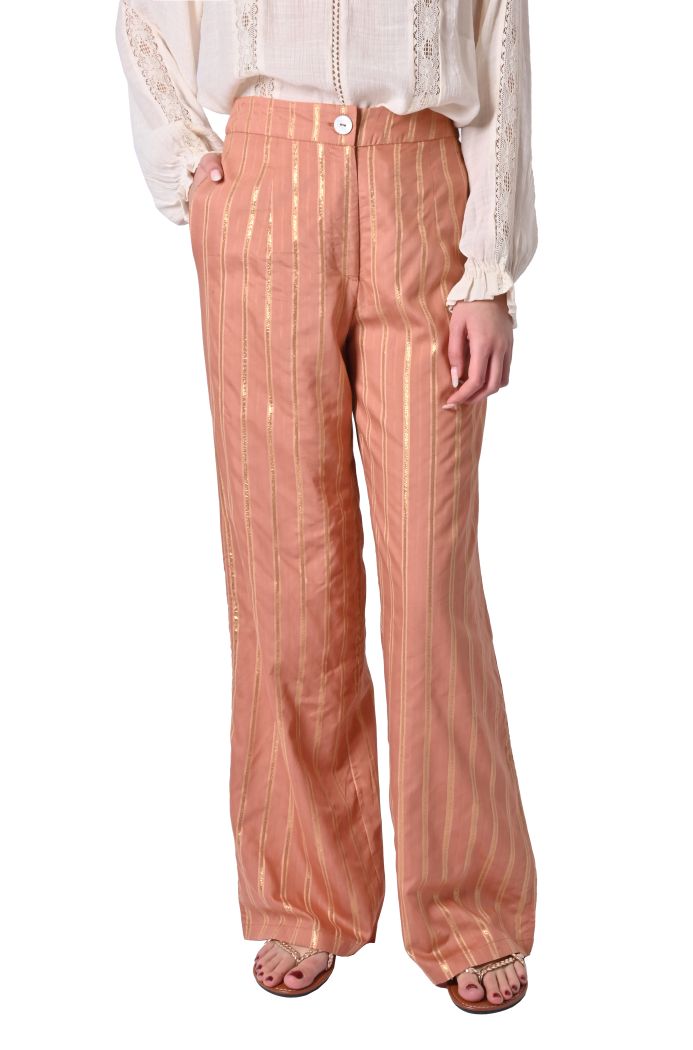 Pantalone largo Edy rigato di Sheare