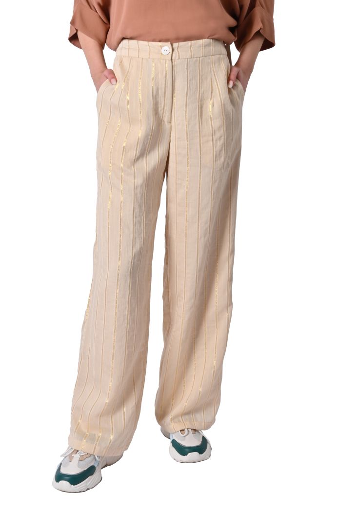 Pantalone largo Edy rigato di Sheare