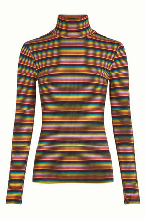 King Louie – Top a collo alto Lumi Stripe in viscosa naturale