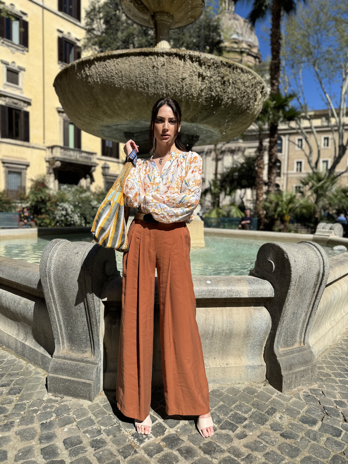 Pantalone Cipro in cupro con pinces di Sheare