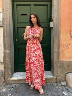 Abito lungo Esteral in viscosa stampata di Artlove