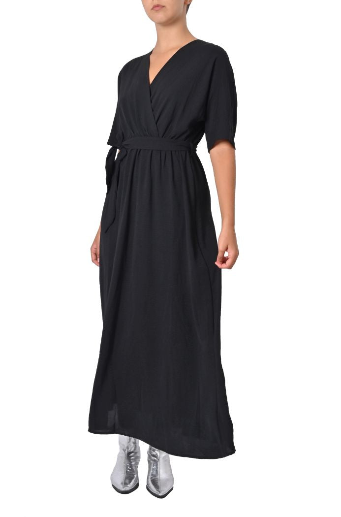 Innocent Mila – Abito Lungo Donna Nero, Taglia M, 95% Cotone E 5% Elastan – Scollo A Barchetta, Vestibilità Normale