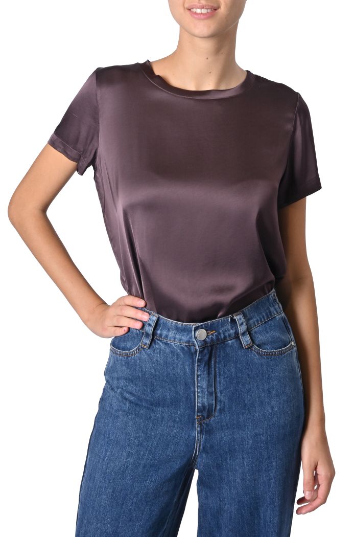 Blusa Keira in raso di Sheare girocollo