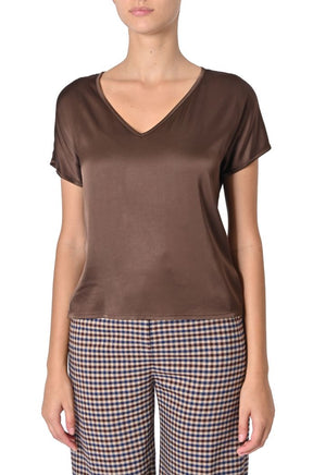 Blusa in raso di Sheare con scollo a V