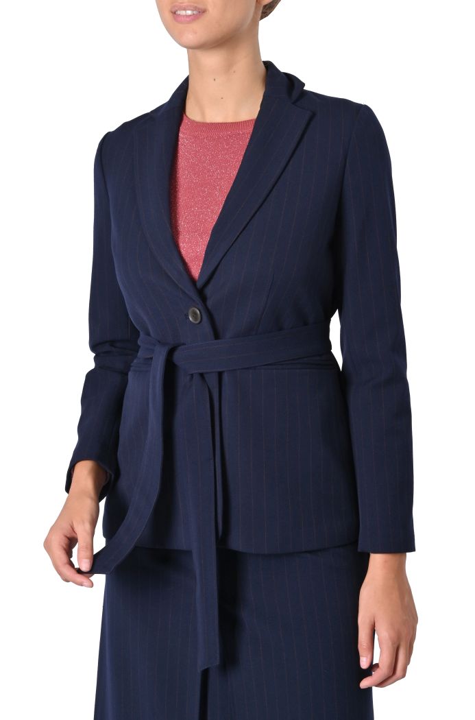 Giacca blazer Gessata con cintura di Nice Things