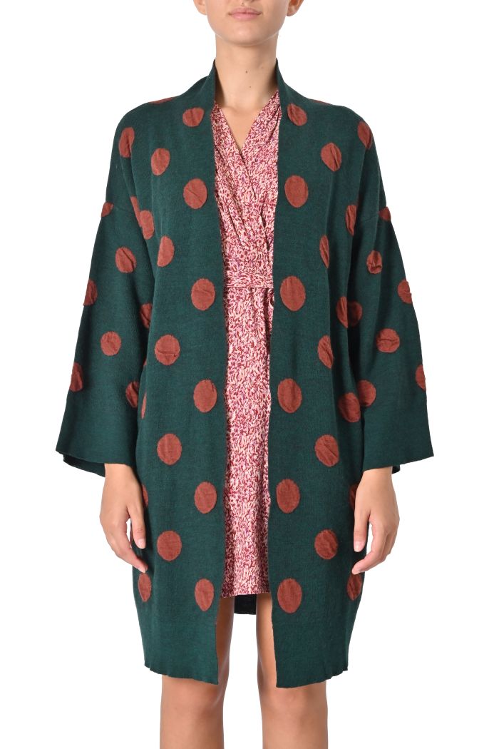 Cardigan a kimono di Sheare in misto lana a pois