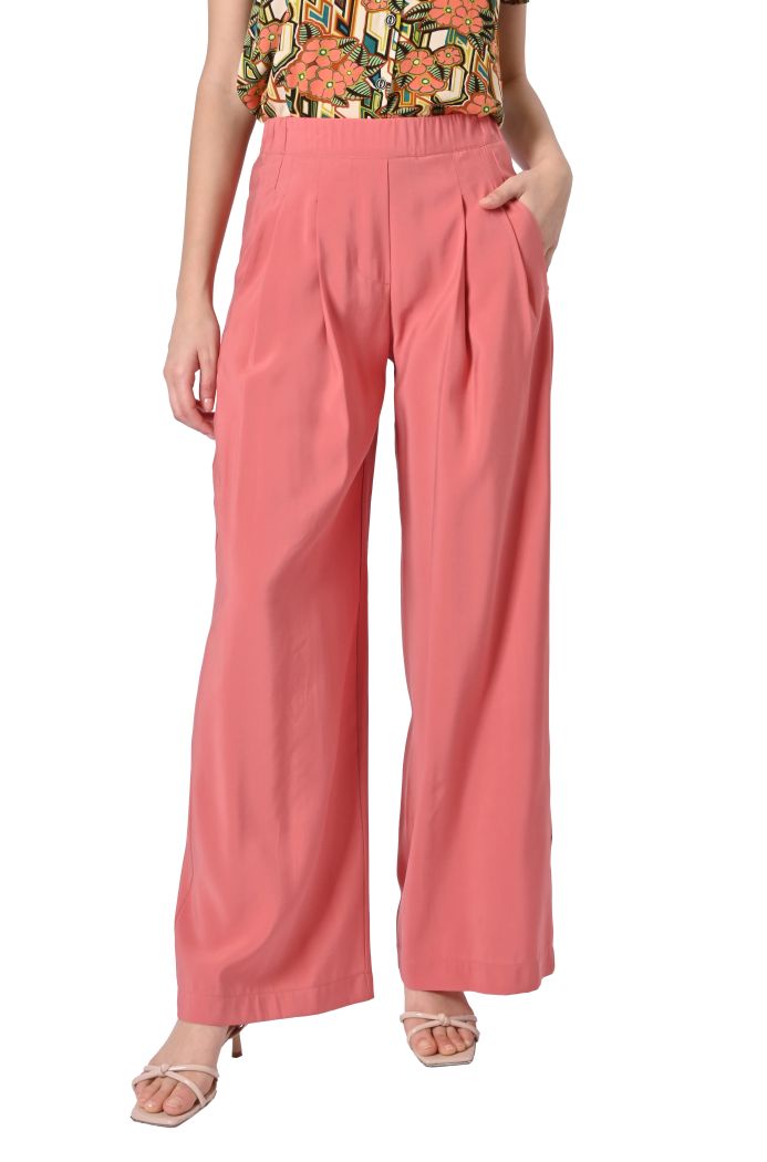 Pantalone Cupro palazzo con pinces di Shaere