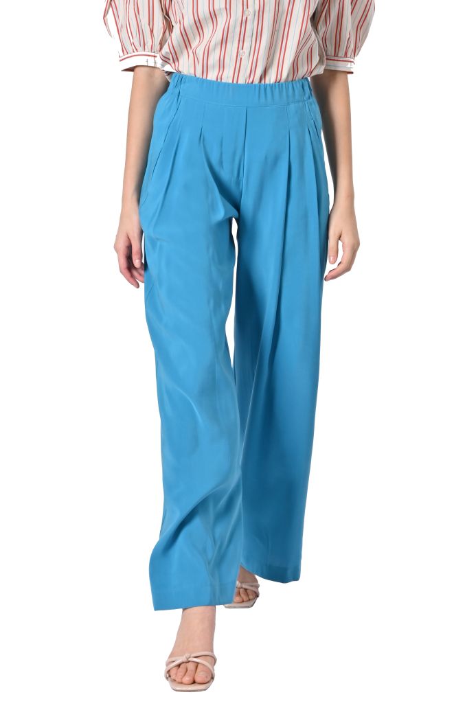 Pantalone Cupro palazzo con pinces di Shaere