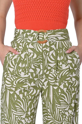 Pantaloni in lino stampato di Suncoo a gamba larga