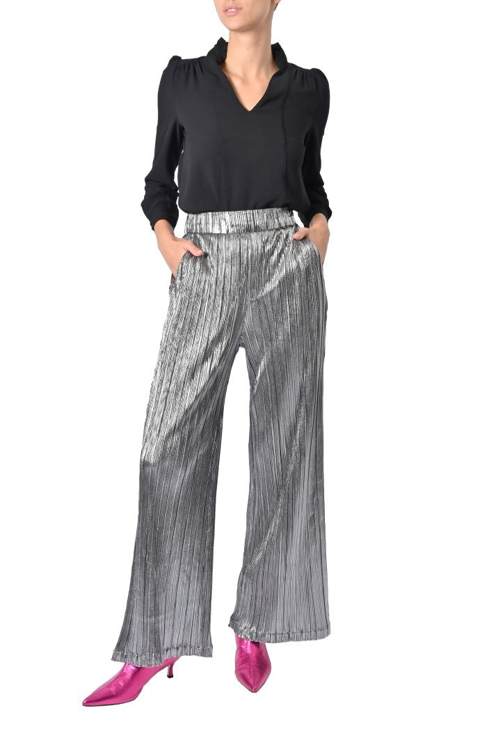 Pantalone Jill plissettato metallizzato di Suncoo