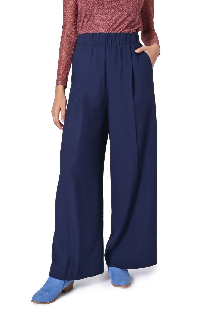 Pantalone fluido blu da donna di Grace & Mila